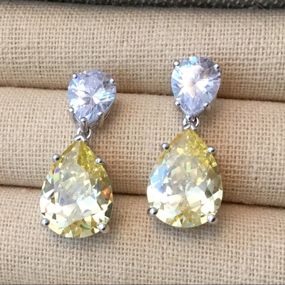 Kenneth J Lane Double Drop Lemon Crystal Earrings